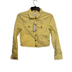 Bcbgeneration Distressed Lemon Ice Denim Jacket Medium Womens Trendy Crop Style